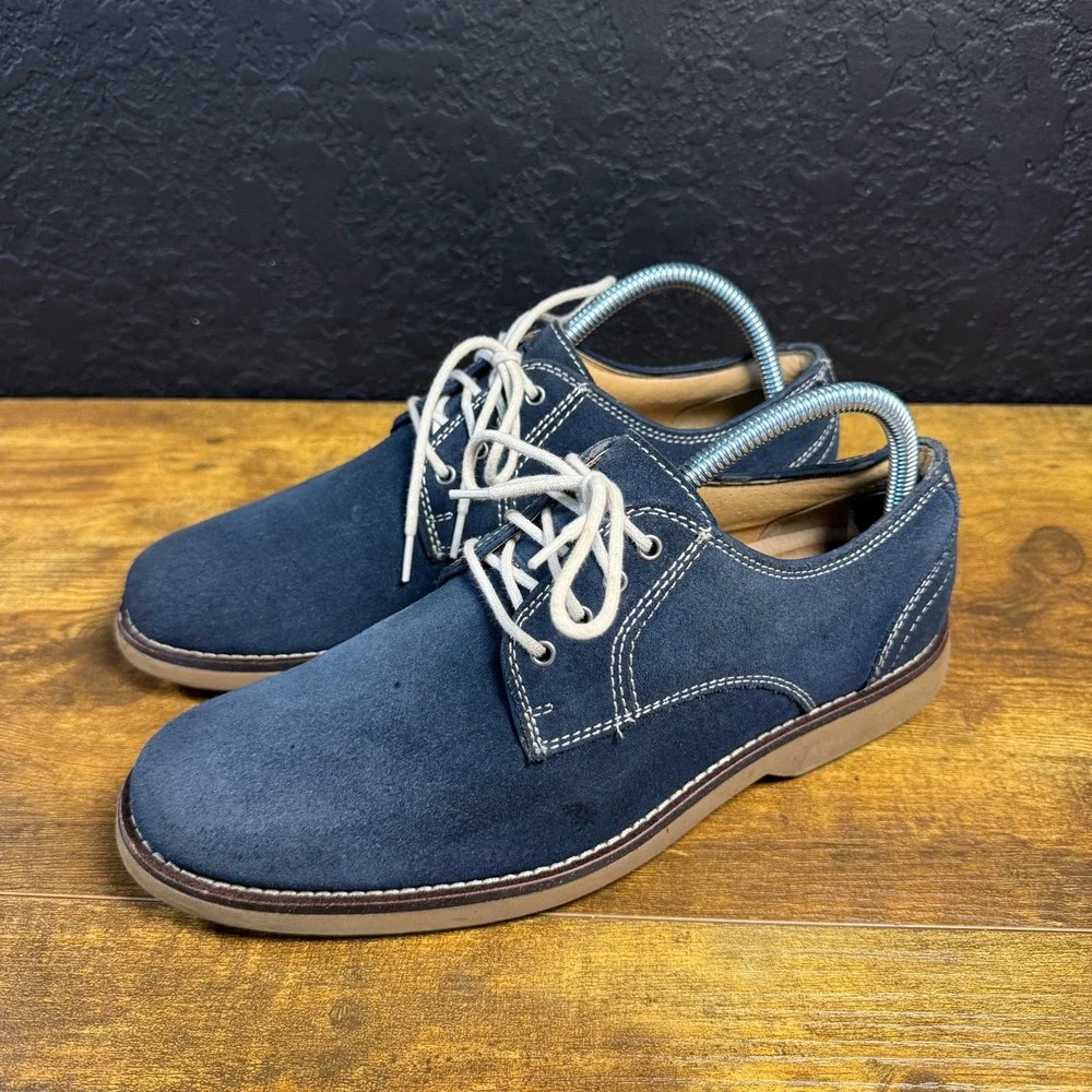 G.H. Bass Pasadena 70-10626 Navy Blue Suede Leather Oxford Shoes Mens Size‎ 7M